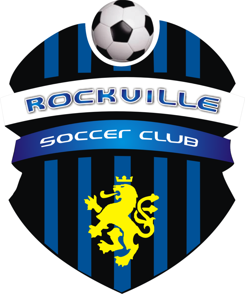 Blue shield crest with soccer ball and lion